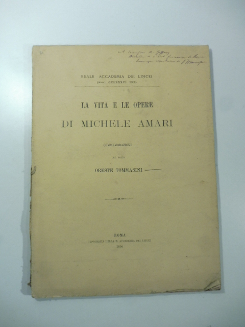 La vita e le opere di Michele Amari. Commemorazione